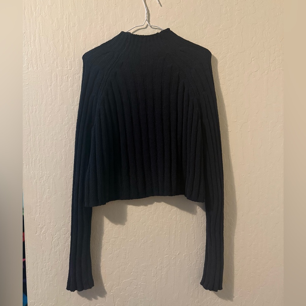 American Eagle Black Ribbed Turtleneck Sweater